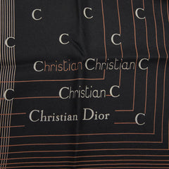 ディオール CDロゴ スカーフ ブラック シルク レディース Dior 【中古】