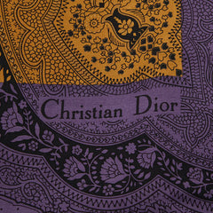 ディオール ヴィンテージ ペイズリー スカーフ カーキグリーン パープル ブラウン シルク レディース Dior 【中古】