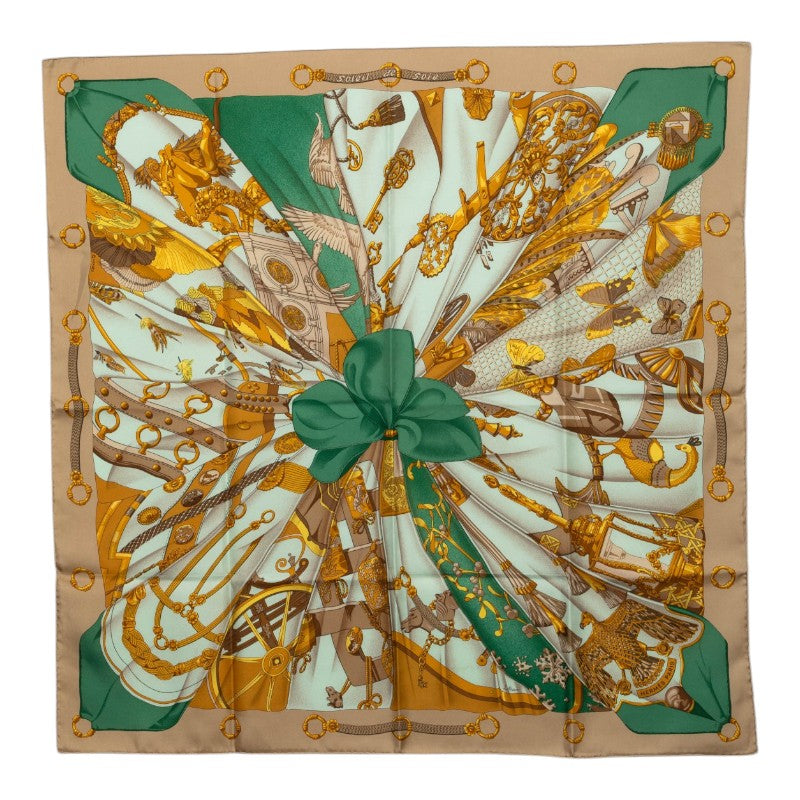 エルメス シルクの太陽 Soleil de Soie スカーフ ベージュ マルチカラー シルク レディース HERMES 【中古】
