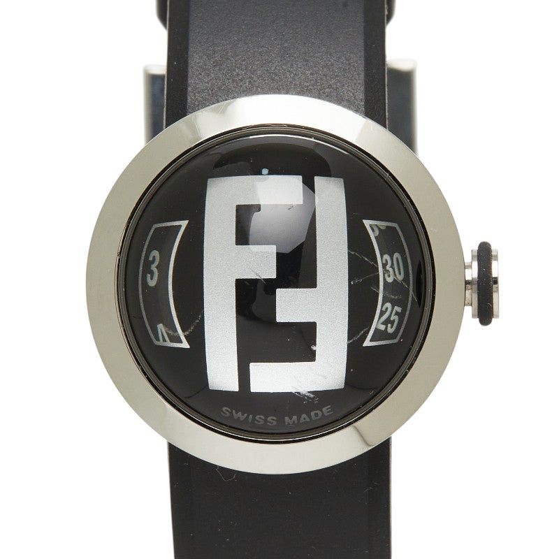 フェンディ ブースラ 腕時計 8010L クオーツ ブラック文字盤 ステンレススチール ラバー レディース FENDI 【中古】