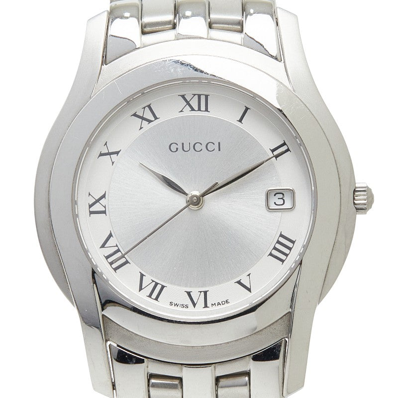 グッチ Gクラス 腕時計 5500M クオーツ シルバー文字盤 ステンレススチール レディース GUCCI 【中古】