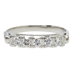 Pt850 プラチナ ダイヤモンド ダイヤ0.31ct 一文字リング リング 指輪 レディース 9.5号 【中古】
