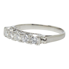 Pt850 プラチナ ダイヤモンド ダイヤ0.31ct 一文字リング リング 指輪 レディース 9.5号 【中古】