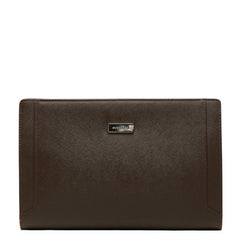 バーバリー ロゴプレート セカンドバッグ クラッチバッグ ブラウン レザー レディース BURBERRY 【中古】