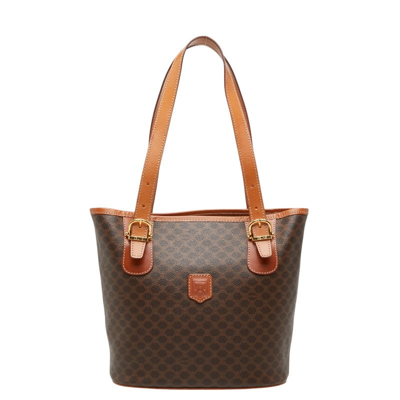 セリーヌ マカダム トートバッグ ショルダーバッグ ブラウン PVC レザー レディース CELINE 【中古】