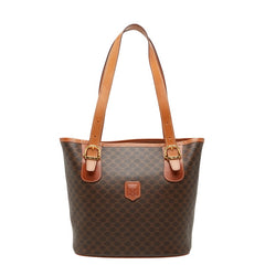 セリーヌ マカダム トートバッグ ショルダーバッグ ブラウン PVC レザー レディース CELINE 【中古】