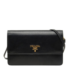 プラダ 斜め掛け ショルダーバッグ 1BP016 ネロ ブラック ヴィッテロムーブレザー レディース PRADA 【中古】