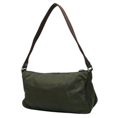 プラダ 三角ロゴプレート ショルダーバッグ B10073 グリーン ブラウン ナイロン レディース PRADA 【中古】