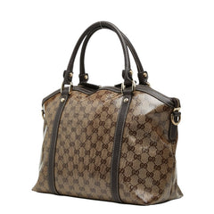 グッチ GGクリスタル インターロッキングG ハンドバッグ ショルダーバッグ 2WAY 341503 ブラウン レザー レディース GUCCI 【中古】