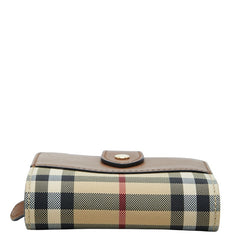 バーバリー ノバチェック シャドーホース 二つ折り財布 ブラウン ゴールド ナイロン レザー レディース BURBERRY 【中古】