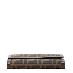 フェンディ ズッカ 三つ折り財布 ブラウン ブラック キャンバス レザー レディース FENDI 【中古】