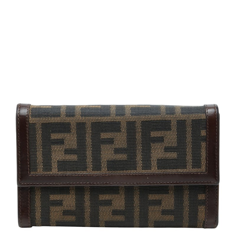 フェンディ ズッカ 長財布 2804-30858 ブラウン キャンバス レザー レディース FENDI 【中古】