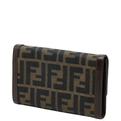 フェンディ ズッカ 長財布 2804-30858 ブラウン キャンバス レザー レディース FENDI 【中古】