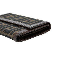 フェンディ ズッカ 長財布 2804-30858 ブラウン キャンバス レザー レディース FENDI 【中古】