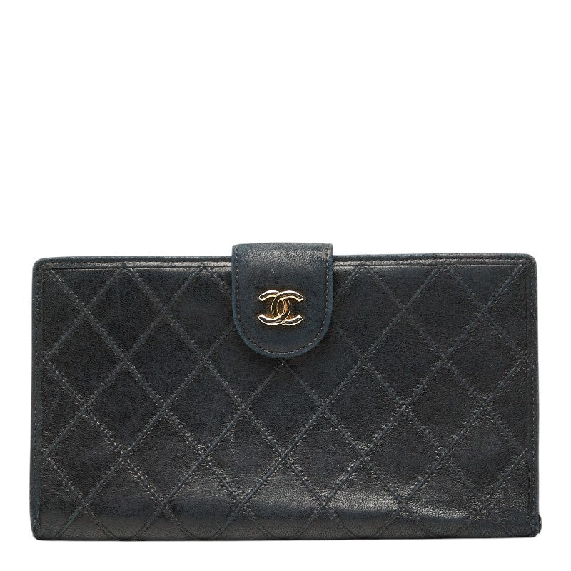 シャネル ピコローレ 二つ折り財布 がま口 ブラック ゴールド レザー レディース CHANEL 【中古】