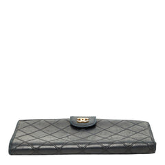 シャネル ピコローレ 二つ折り財布 がま口 ブラック ゴールド レザー レディース CHANEL 【中古】