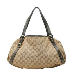 グッチ GGキャンバス アビー ハンドバッグ トートバッグ 130736 ベージュ ブラウン系 キャンバス レザー レディース GUCCI 【中古】