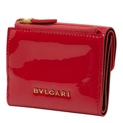 ブルガリ セルペンティ 三つ折り財布 コンパクトウォレット ピンク レッド系 パテントレザー レディース BVLGARI 【中古】