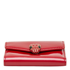 ブルガリ セルペンティ 三つ折り財布 コンパクトウォレット ピンク レッド系 パテントレザー レディース BVLGARI 【中古】