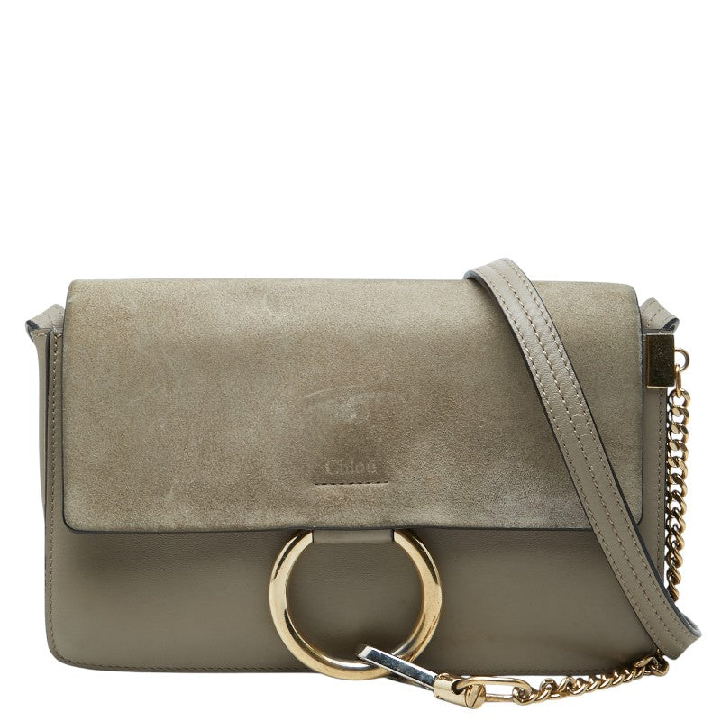 クロエ フェイ 斜め掛け ショルダーバッグ グレージュ レザー スウェード レディース Chloe 【中古】