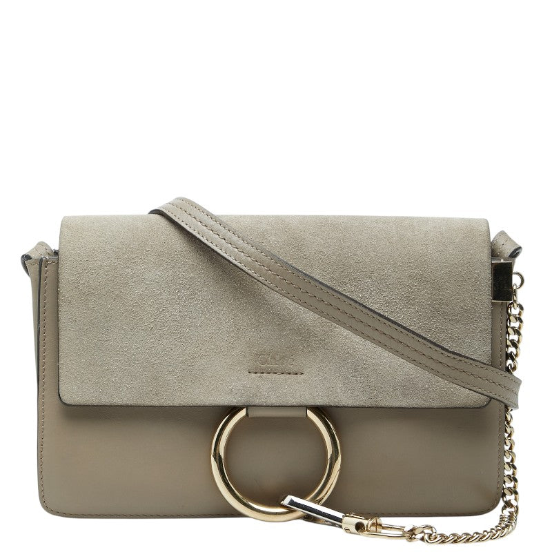 クロエ フェイ 斜め掛け ショルダーバッグ グレージュ レザー スウェード レディース Chloe 【中古】