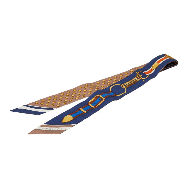 エルメス ツイリー Grand Tralala グラン トゥラララ スカーフ ネイビー ベージュ系 シルク レディース HERMES 【中古】