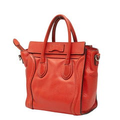 セリーヌ ラゲージ ナノショッパー ハンドバッグ ショルダーバッグ 2WAY 168243 レッド レザー レディース CELINE 【中古】