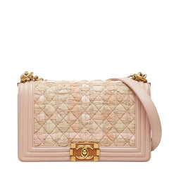 シャネル ココマーク ボーイシャネル チェーン ショルダーバッグ A67086 ピンク ラムスキン ツイード レディース CHANEL 【中古】