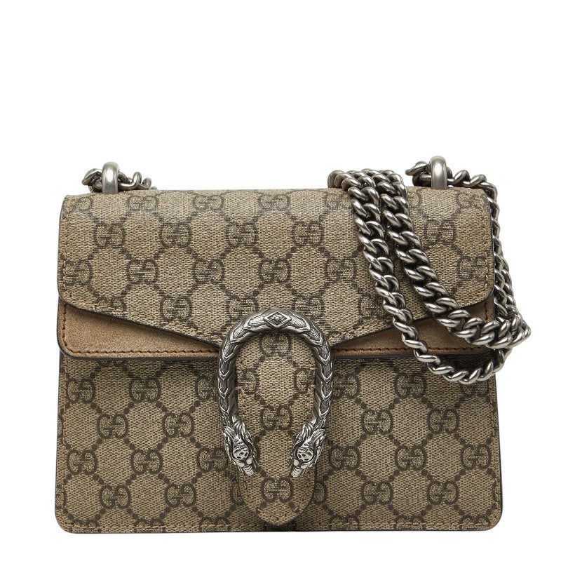 グッチ GGスプリーム ディオニュソス チェーン ショルダーバッグ 421970 ベージュ ブラウン PVC スウェード レディース GUCCI 【中古】