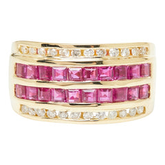 K18YG イエローゴールド ルビー ダイヤモンド ルビー1.70ct ダイヤ0.27ct リング 指輪 レディース 14号 【中古】