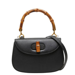 グッチ バンブー ハンドバッグ ショルダーバッグ 2WAY 00020460188 ブラック レザー レディース GUCCI 【中古】
