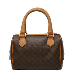 セリーヌ マカダム ハンドバッグ ブラウン PVC レザー レディース CELINE 【中古】