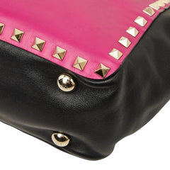 ヴァレンティノ ロックスタッズ ハンドバッグ ショルダーバッグ 2WAY ピンク ブラック レザー レディース VALENTINO 【中古】