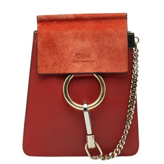 クロエ フェイ スモール 斜め掛け ショルダーバッグ レッド レザー スウェード レディース Chloe 【中古】