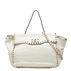 ヴァレンティノ ガラヴァーニ ロックスタッズ ハンドバッグ ショルダーバッグ 2WAY BS-C195BOL1 ホワイト レザー レディース VALENTINO 【中古】