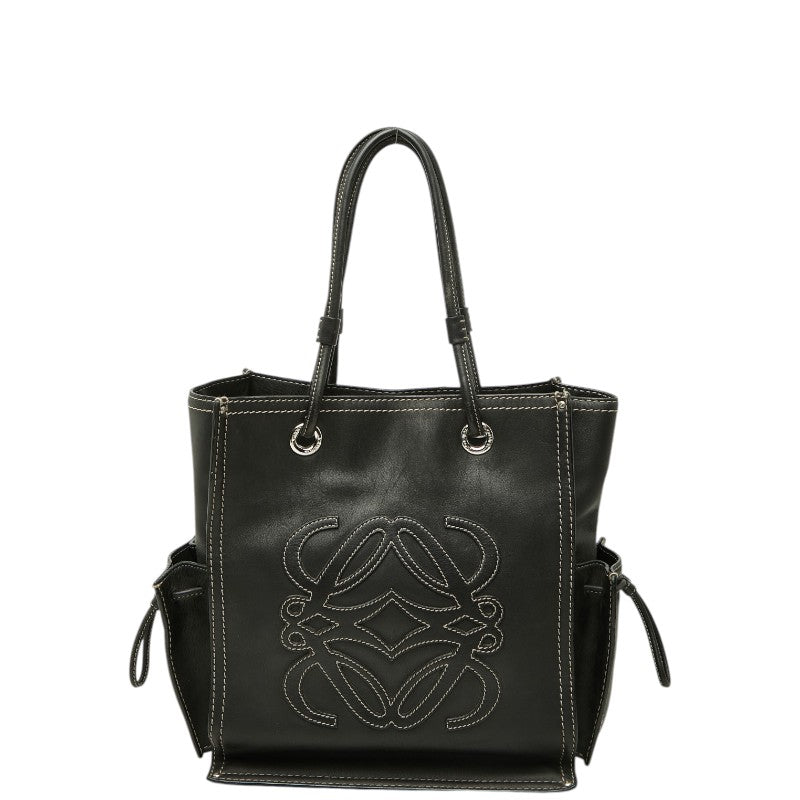 ロエベ アナグラム トートバッグ ハンドバッグ ブラック レザー レディース LOEWE 【中古】