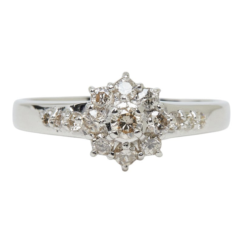 Pt900 プラチナ ダイヤモンド ダイヤ0.50ct フラワーモチーフ リング 指輪 レディース 16号 【中古】