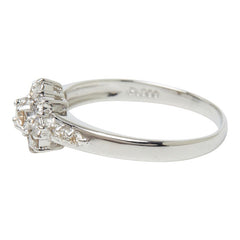 Pt900 プラチナ ダイヤモンド ダイヤ0.50ct フラワーモチーフ リング 指輪 レディース 16号 【中古】