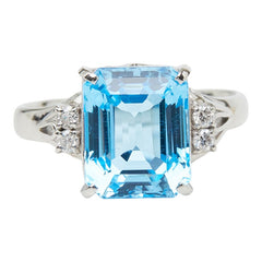 Pt900 プラチナ ブルートパーズ ブルートパーズ4.75ct ダイヤ0.06ct リング 指輪 レディース 11.5号 【中古】