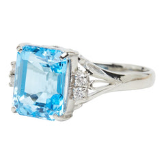 Pt900 プラチナ ブルートパーズ ブルートパーズ4.75ct ダイヤ0.06ct リング 指輪 レディース 11.5号 【中古】