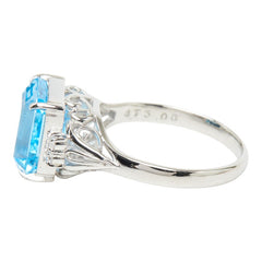 Pt900 プラチナ ブルートパーズ ブルートパーズ4.75ct ダイヤ0.06ct リング 指輪 レディース 11.5号 【中古】