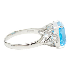 Pt900 プラチナ ブルートパーズ ブルートパーズ4.75ct ダイヤ0.06ct リング 指輪 レディース 11.5号 【中古】