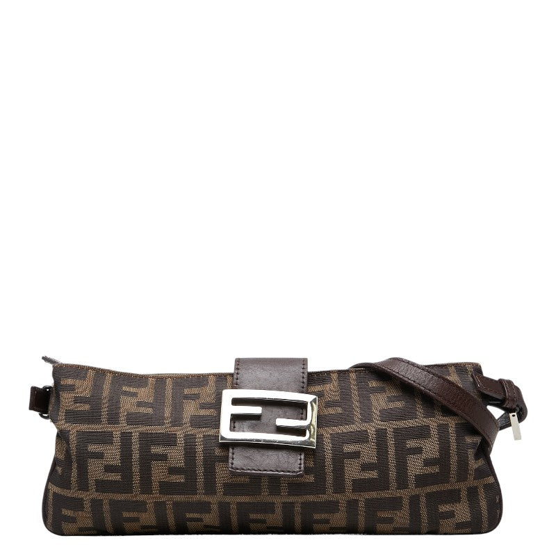 フェンディ ズッカ ショルダーバッグ ブラウン キャンバス レザー レディース FENDI 【中古】