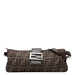フェンディ ズッカ ショルダーバッグ ブラウン キャンバス レザー レディース FENDI 【中古】