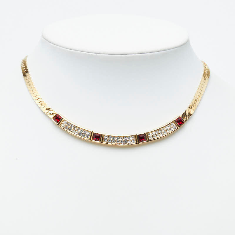 ジバンシー ネックレス ゴールド レッド メッキ ラインストーン レディース Givenchy 【中古】