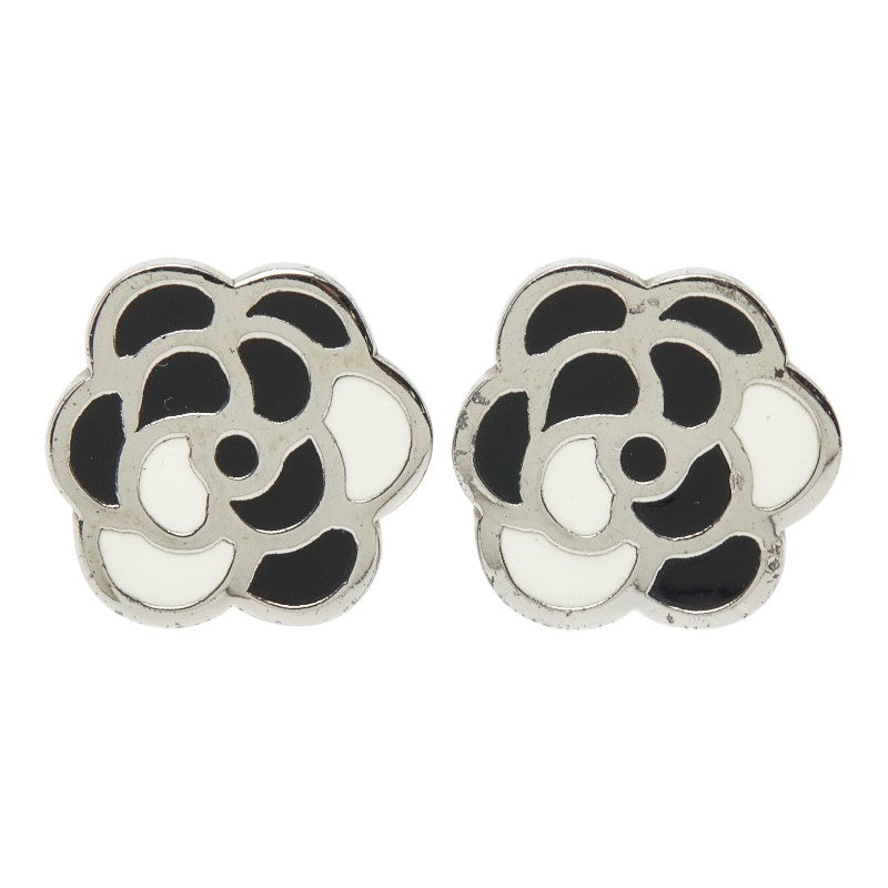 シャネル カメリア イヤリング シルバー ブラック メタル レディース CHANEL 【中古】