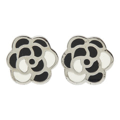 シャネル カメリア イヤリング シルバー ブラック メタル レディース CHANEL 【中古】