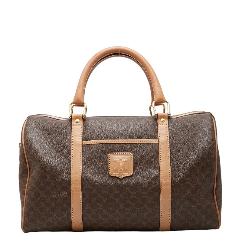 セリーヌ マカダム ハンドバッグ ボストンバッグ ブラウン PVC レザー レディース CELINE 【中古】