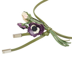 プラダ フラワー 花 モチーフ チョーカー ネックレス ブレスレット パープル アイボリ グリーン レザー レディース PRADA 【中古】
