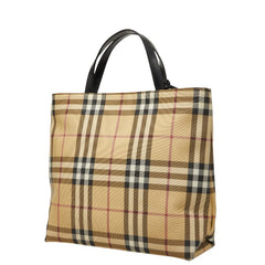 バーバリー ノバチェック ハンドバッグ ベージュ ブラック PVC レザー レディース BURBERRY 【中古】